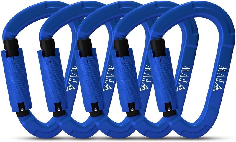 FVW Auto Locking Rock Climbing Carabiner Clips,Professional 25KN (5620 lbs) Heavy Duty Caribeaners for Rappelling Swing Rescue & Gym etc, Large D-Shaped Carabiners - Image 1